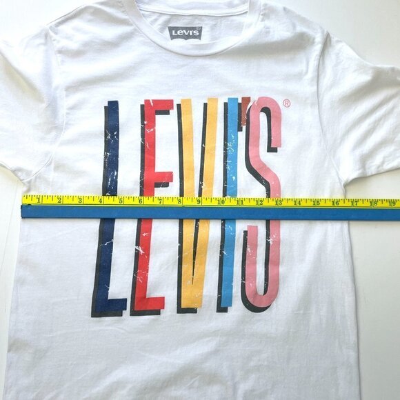 Levi's Men's White Spell Out T-Shirt Short Sleeve Cotton Tee size Small - Picture 4 of 6